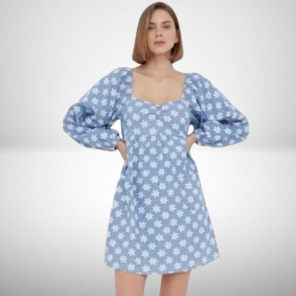 NEW BILLABONG x Wrangler "Just A Dream" Baby Doll Denim Dress Blue, Size XS - Picture 1 of 16
